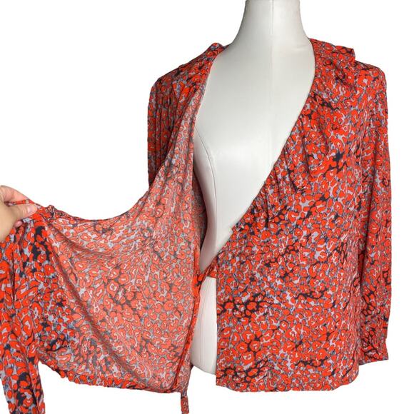 Maje Lito Leopard Print Wrap Top size 2 - Picture 6 of 13